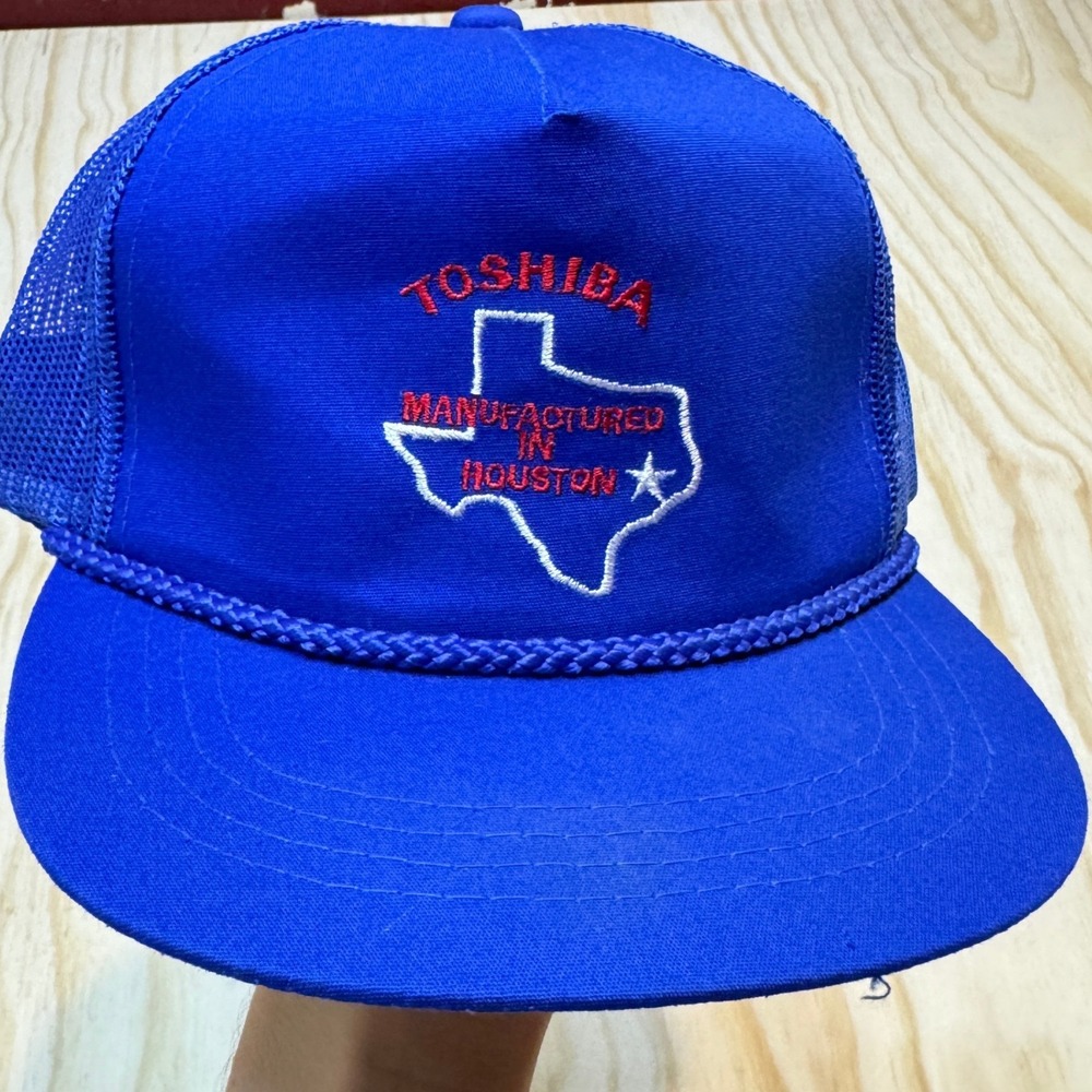 Yupoong Toshiba Houston Texas Blue Mesh Trucker Hat Snapback Cap OSFA